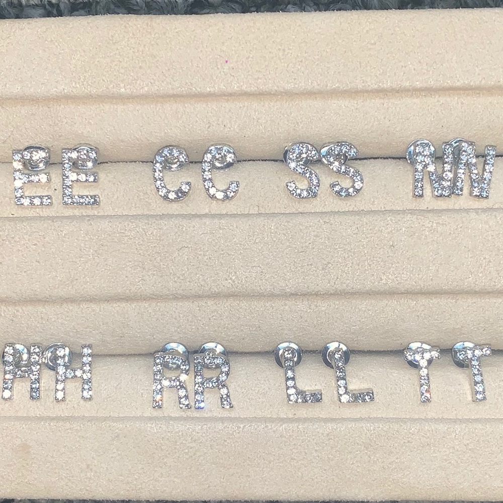 New Rhinestone Initial Earrings